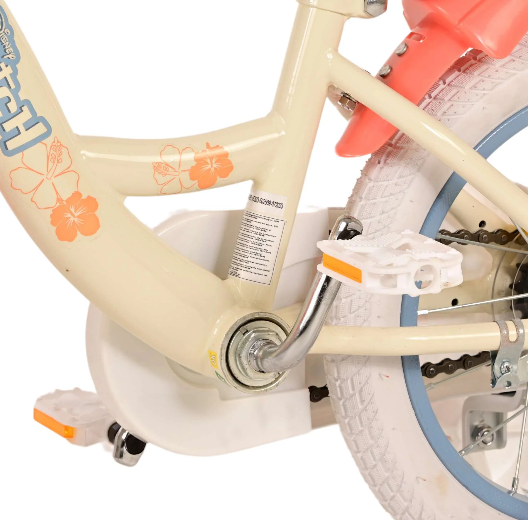 Kinderfahrrad Disney Stitch für Mädchen 14 Zoll Kinderrad Cremefarbend