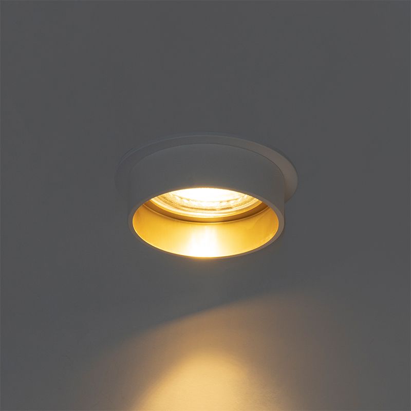 Moderne inbouwspot wit met gouden binnenkant - Insta