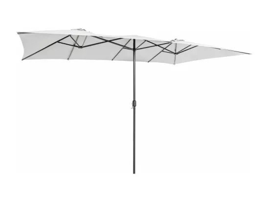 Parasol de Jardin Double XXL 426 x 265cm Poignée à Manivelle,Sommet Ventilé Polyester Structure Métallique à 10 Côtes （Beige)