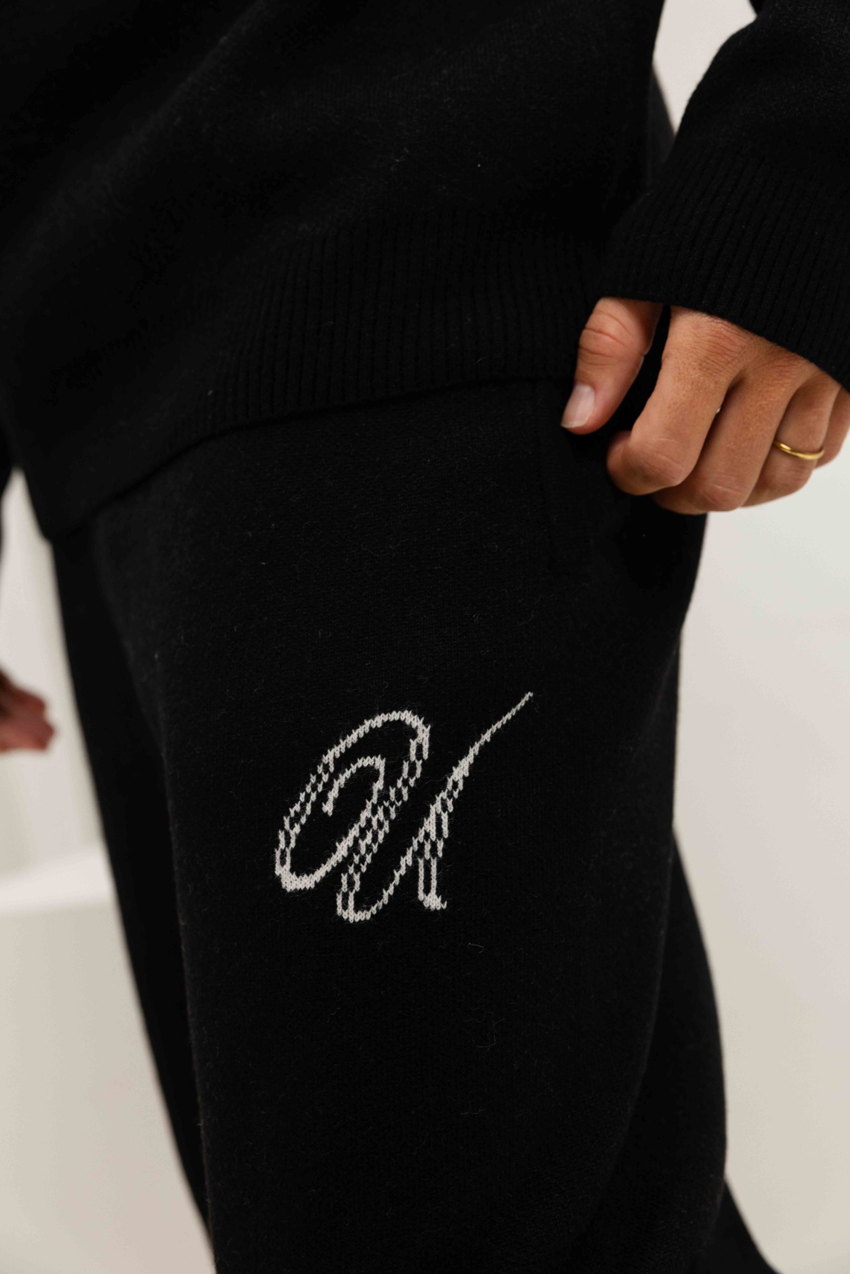 24 Uomo Knitted Trainingspak Heren Zwart