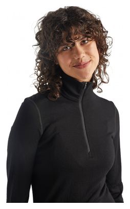 Maillot Manches Longues Femme Icebreaker Mérinos 260 Tech Half Zip Noir