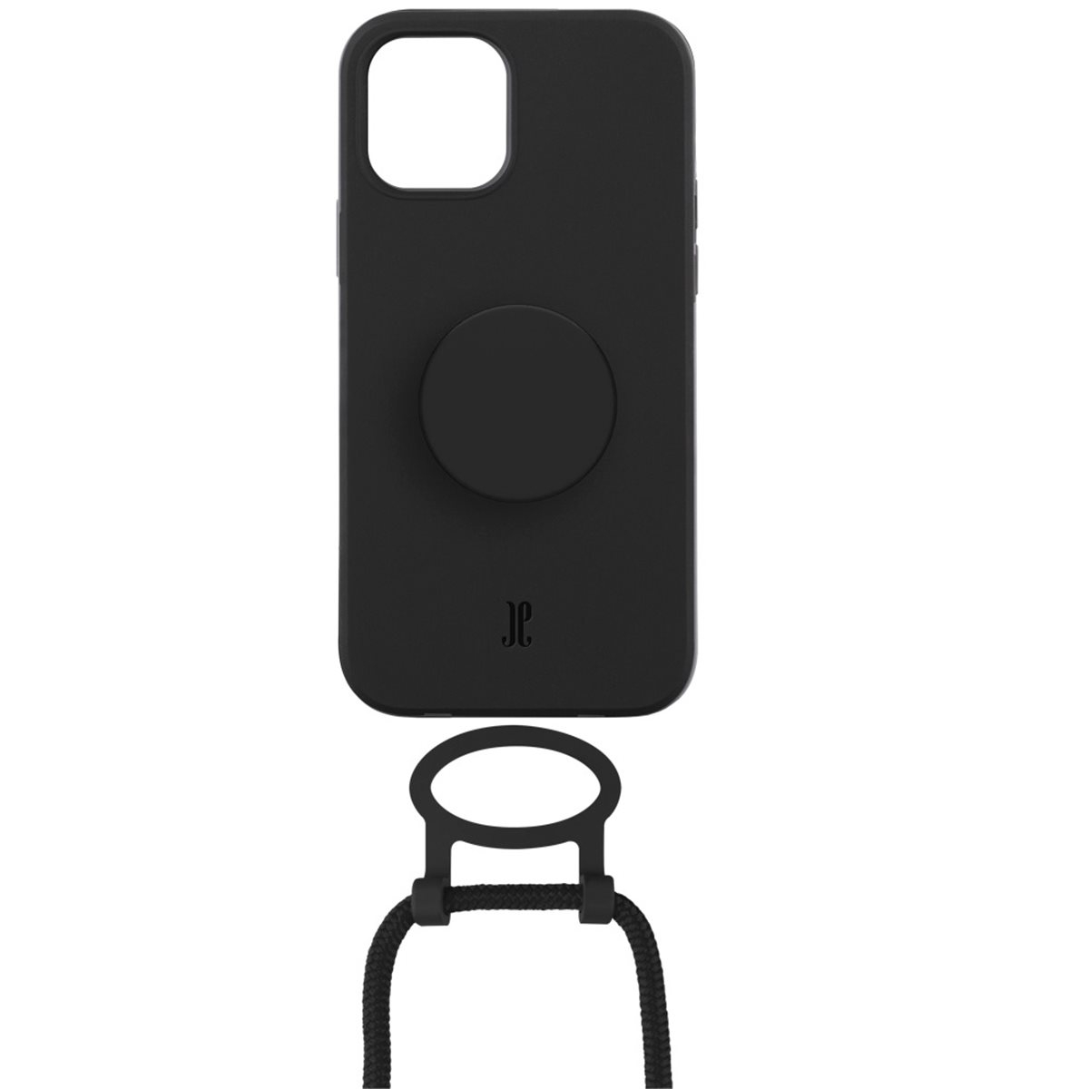 (by Just Elegance) iPhone 14 PopGrip 3in1 Necklace Gummi Hülle   Handykette (150cm)   PopSockets (30141) - Schwarz