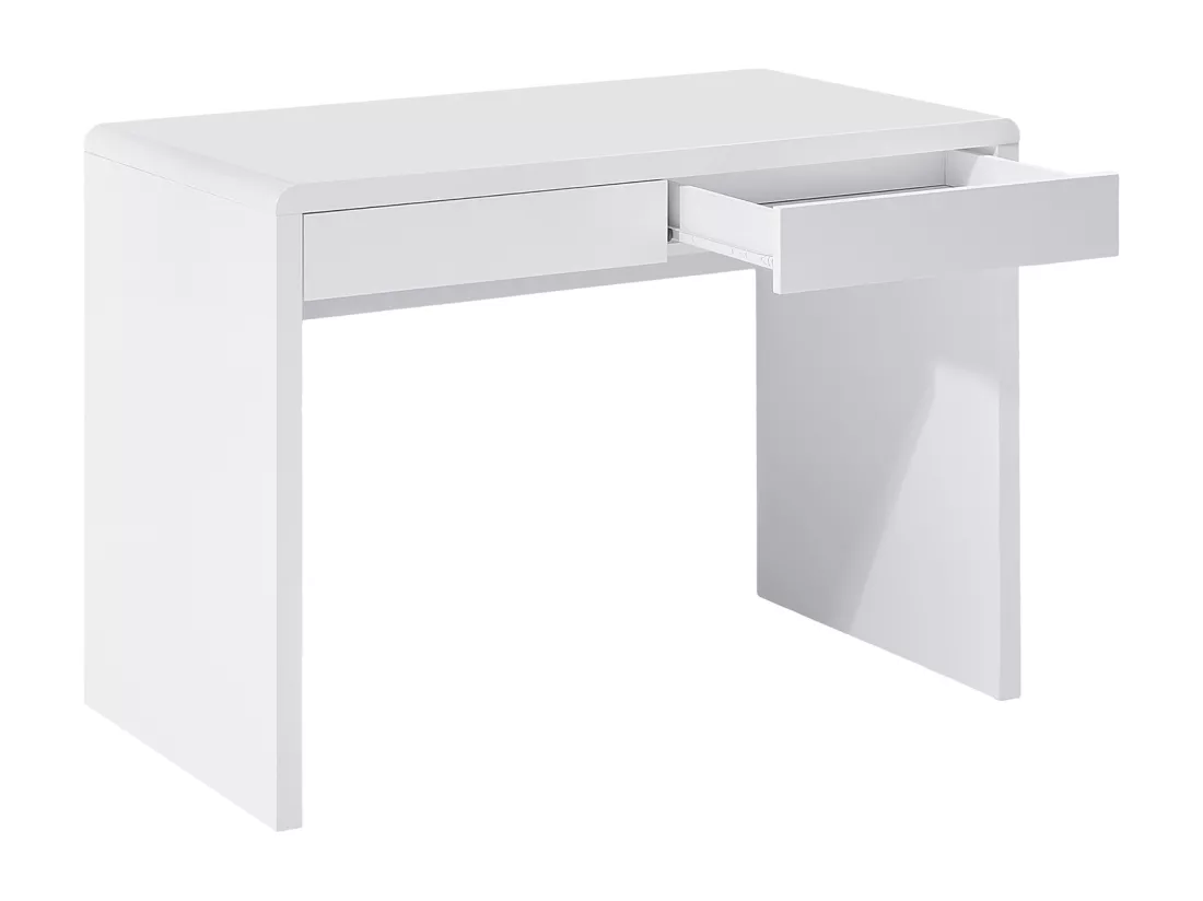 Bureau avec 2 tiroirs - MDF - Blanc laqué - VACELA