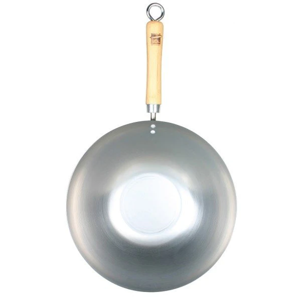 Wok fond plat 30 cm tôle acier blanche Be a Wok Star