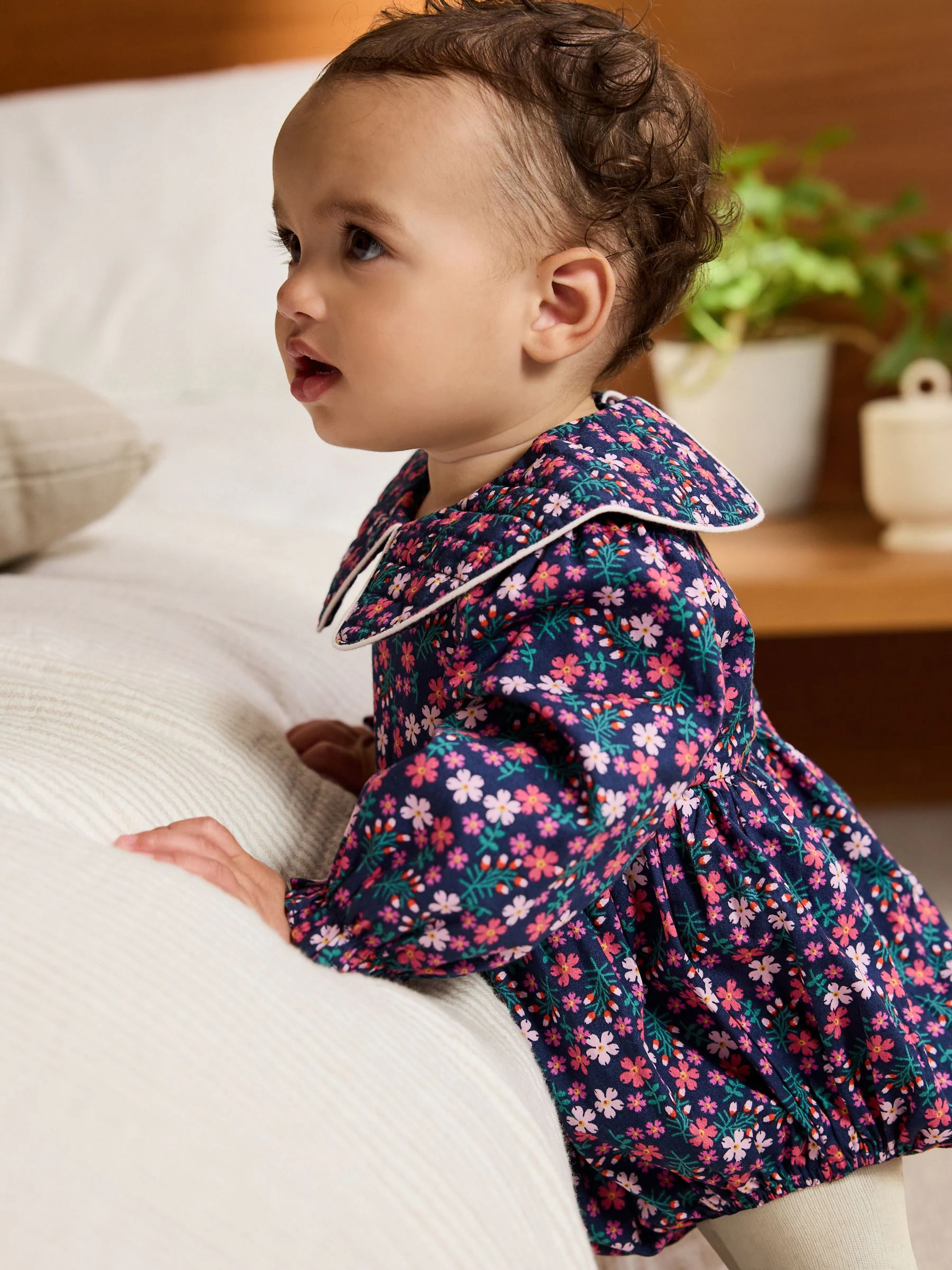 Marineblauwe fijne print - Babyrompers met bloemenprint Set 2 -delig met maillot (0mnd -3jr)