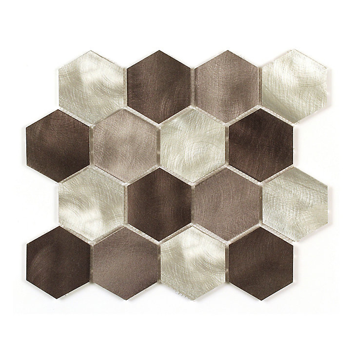 Mosaique aluminium Mercure argent L. 26 x l. 30 cm Mat Inter
