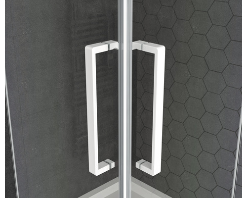 Basano Ballino hoekinstap, 90 x 90 cm, helder glas, profielkleur mat wit
