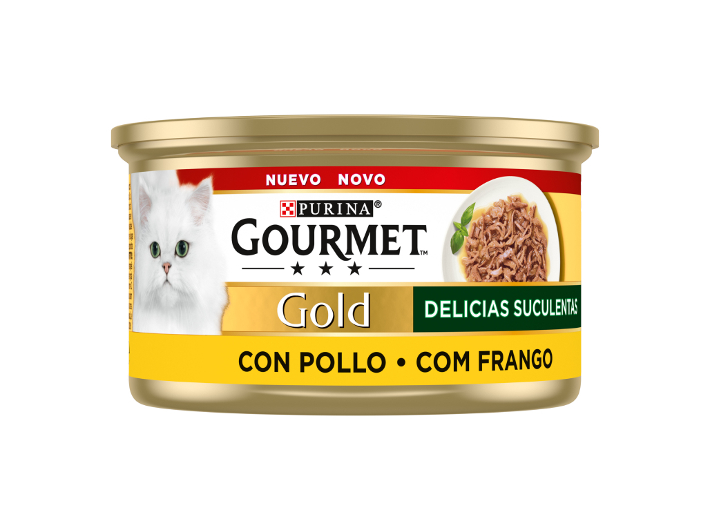 COMIDA HÚMIDA PARA GATO GOURMET GOLD DELÍCIAS SUCULENTAS FRANGO 85G