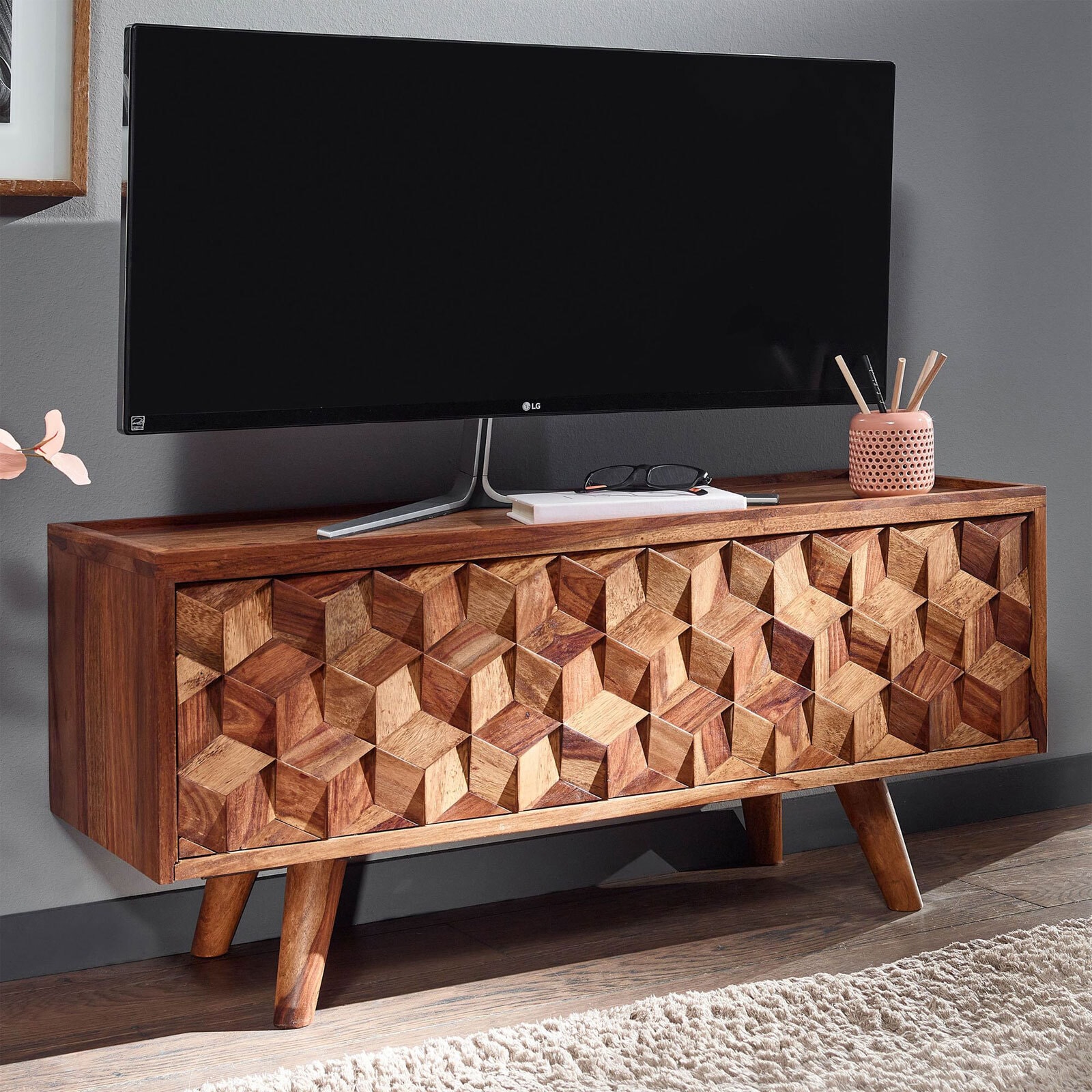 TV-Lowboard 92 x 44 cm Sheesham massiv