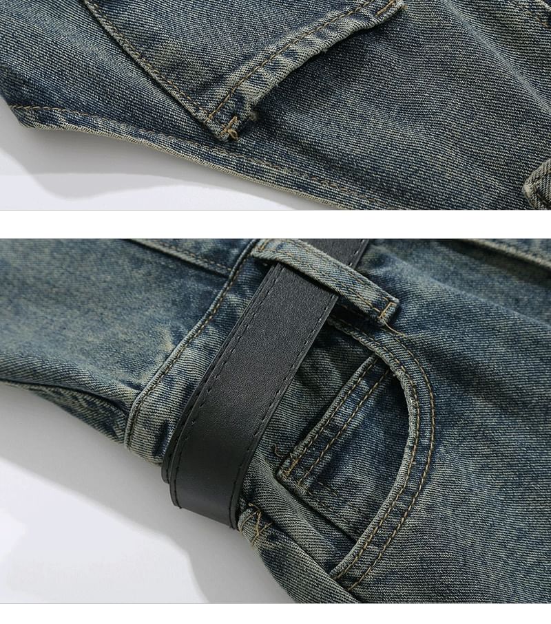 SPUCIKLEI - Gewassen denim romper met halternek en rits