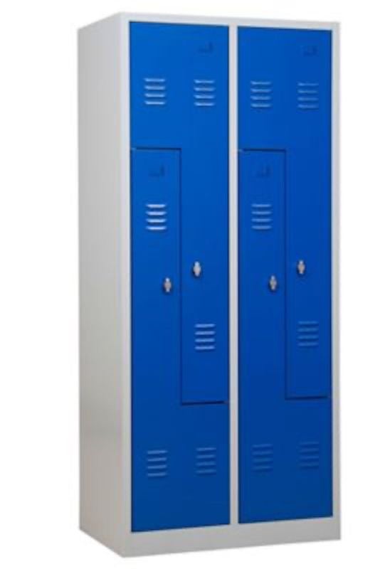 PROREGAL Garderobekast Camel 4-Vaks Z-Design HxBxD 180 x 80 x 50 cm Hangslot Grijs-Blauw