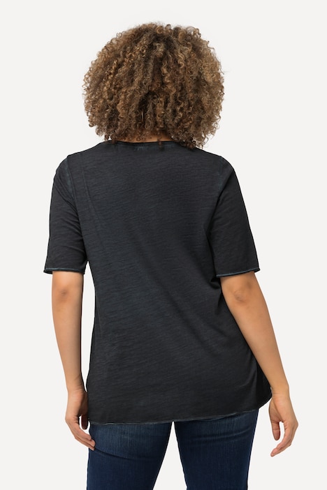 T-Shirt, Mandala-Flockdruck, Classic, Rundhals, Halbarm