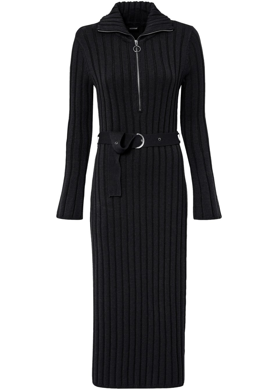 Robe en maille côtelée avec col camionneur