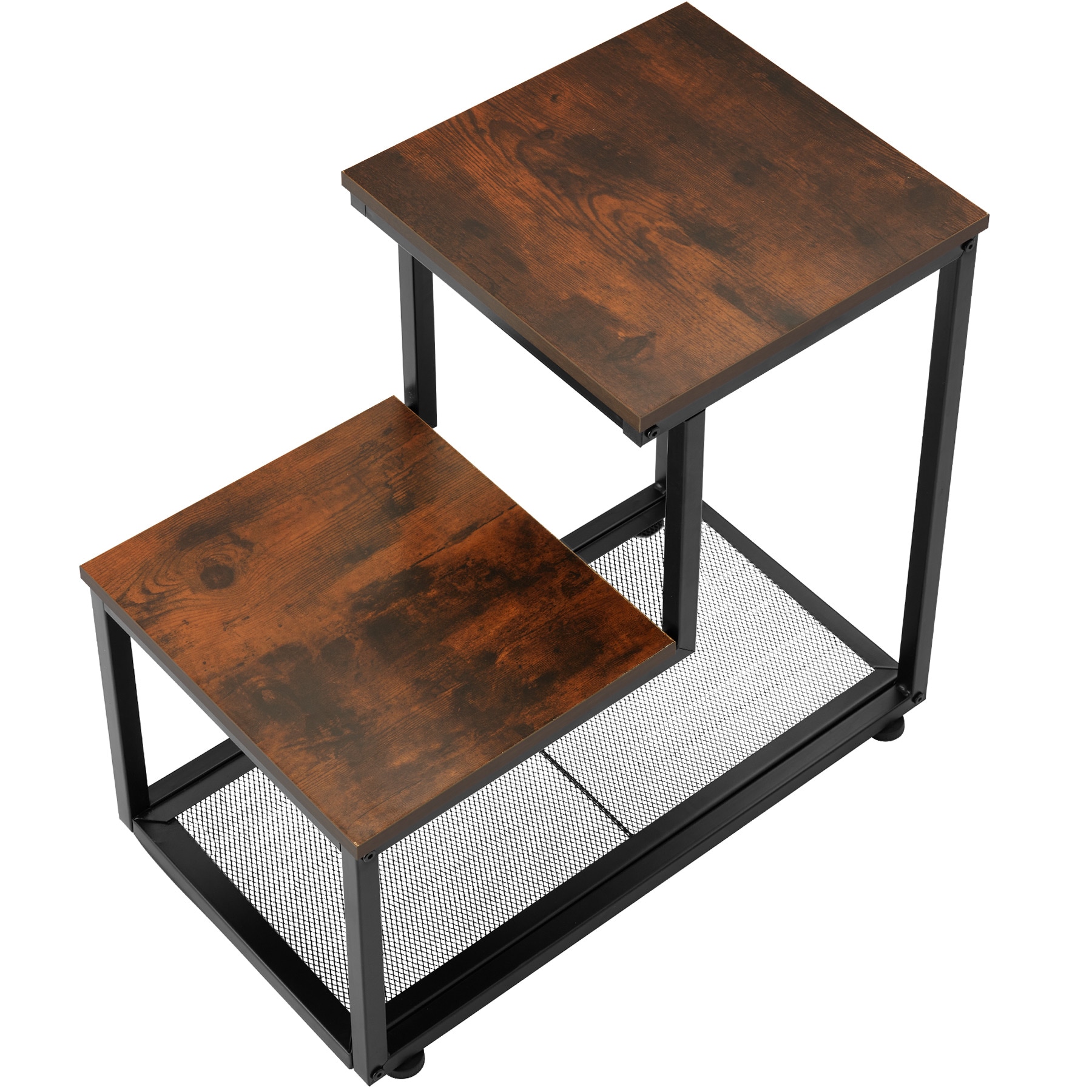 tectake® Beistelltisch, Industrial Style, mit 2 Ablagen und Gitterablage, 60,5 x 35,5 x 60,5 cm
