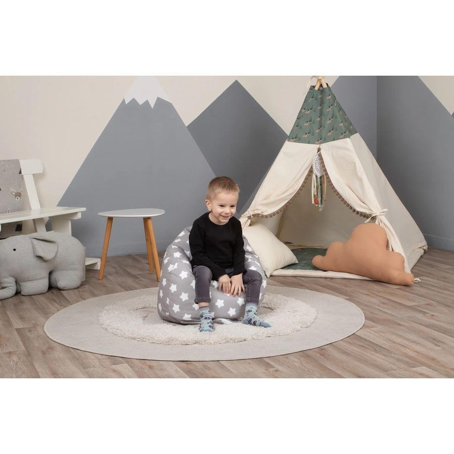 knorr toys® Kindersitzsack Drop - Grey white stars grau