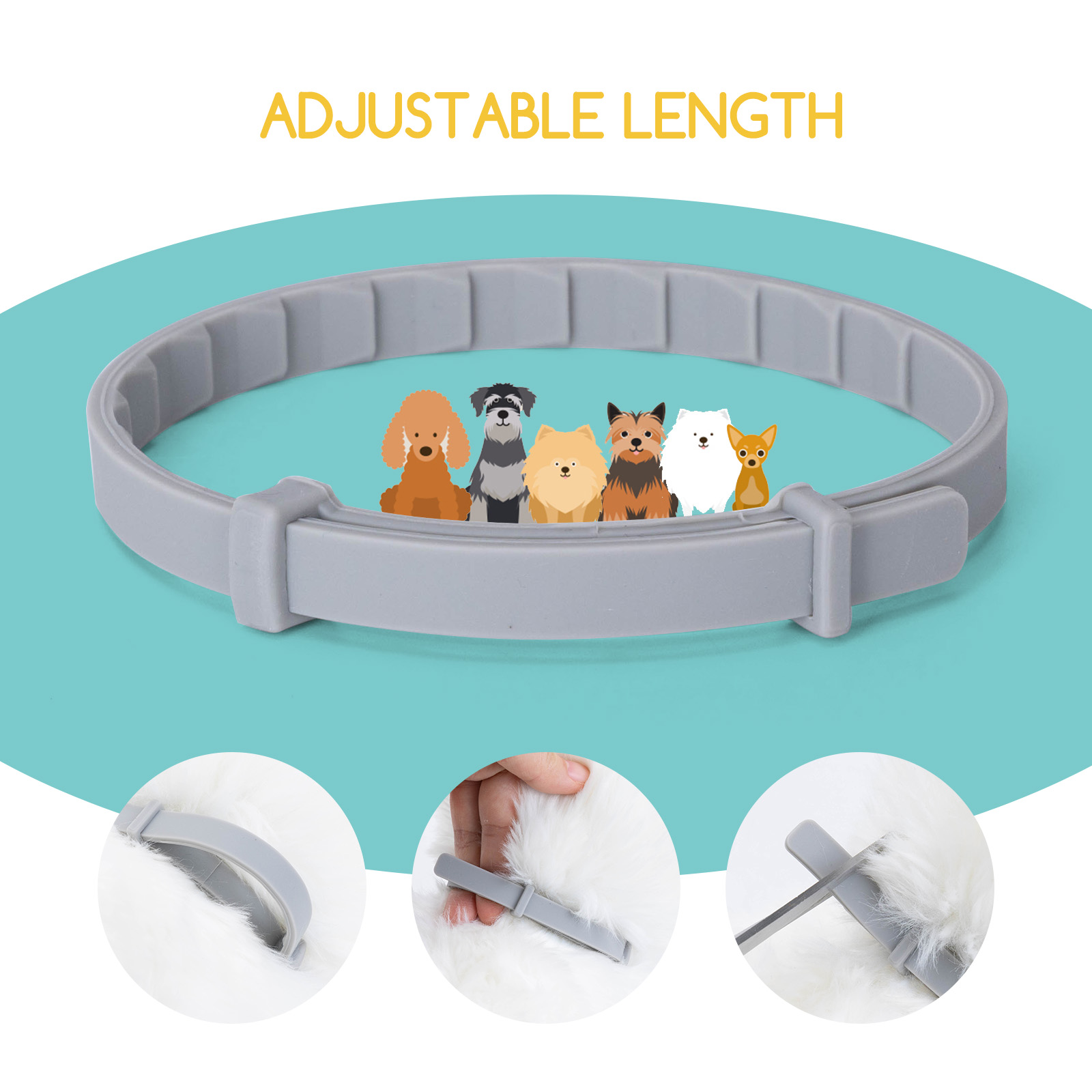 Nobleza - Coleira Antiparasitária para Cães, Repelente de Pulgas Seguro e Eficaz. Feita com 100% de Óleos Essenciais, Fórmula Natural Segura e Material Impermeável. Dura 8 Meses, 56cm, 2 Unidades.