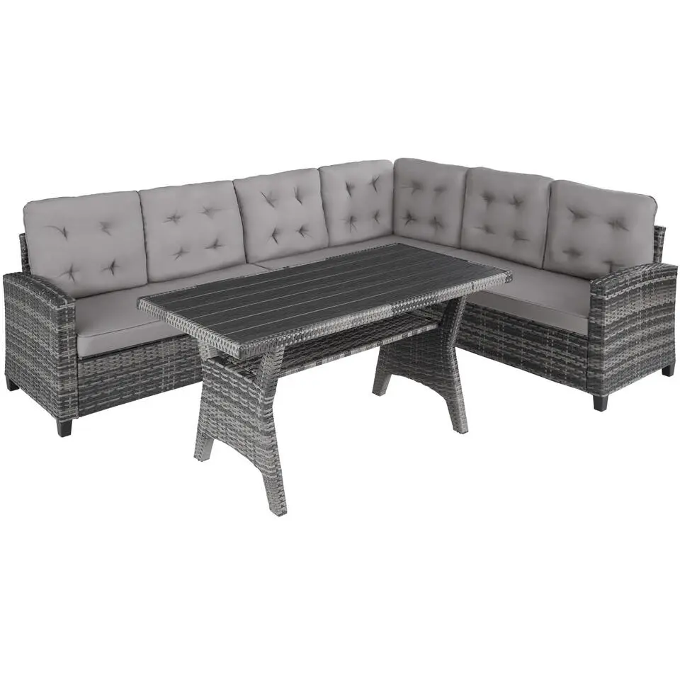 tectake - Loungeset Catania - wicker - grijs