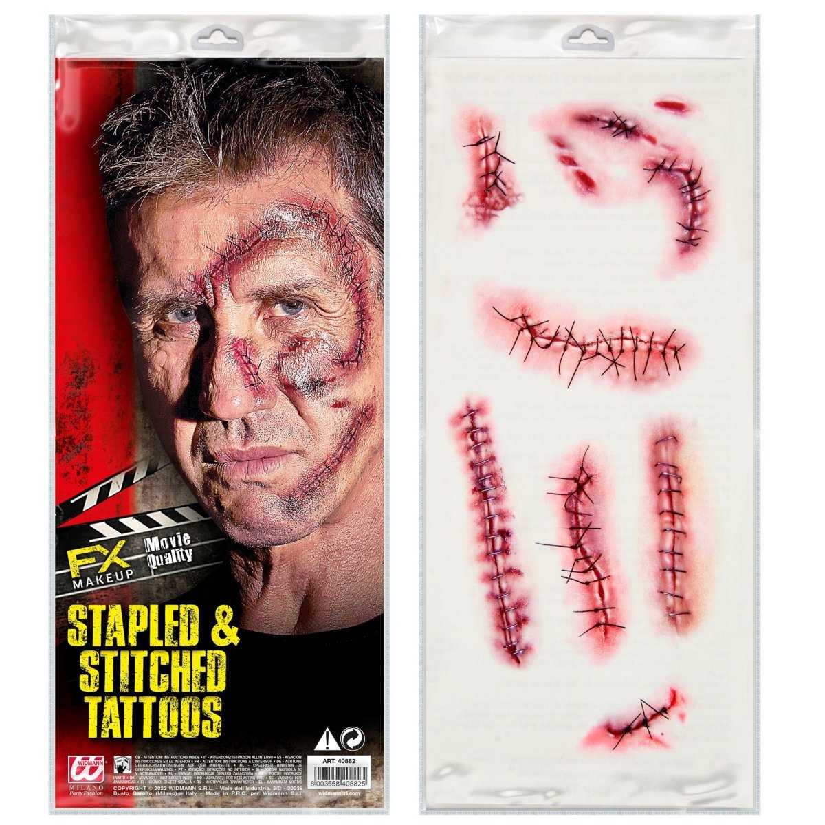Halloween Nep Tattoos Rood Nietjes En Hechtingen