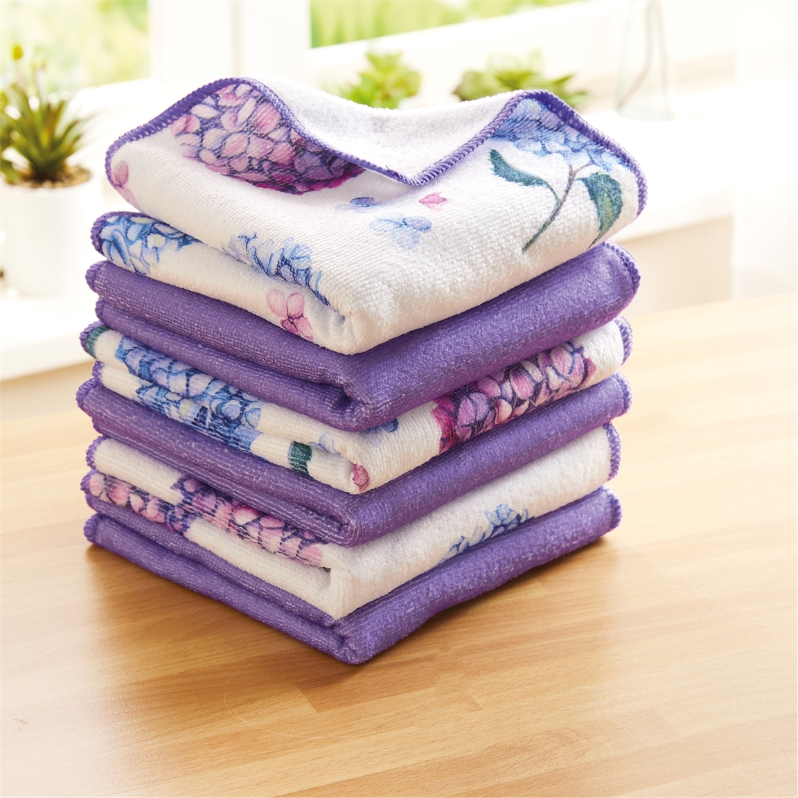 Lot de 6 chiffons microfibres hortensias