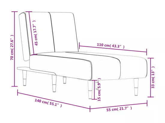 Prolenta Premium - Chaise longue gris foncé velours