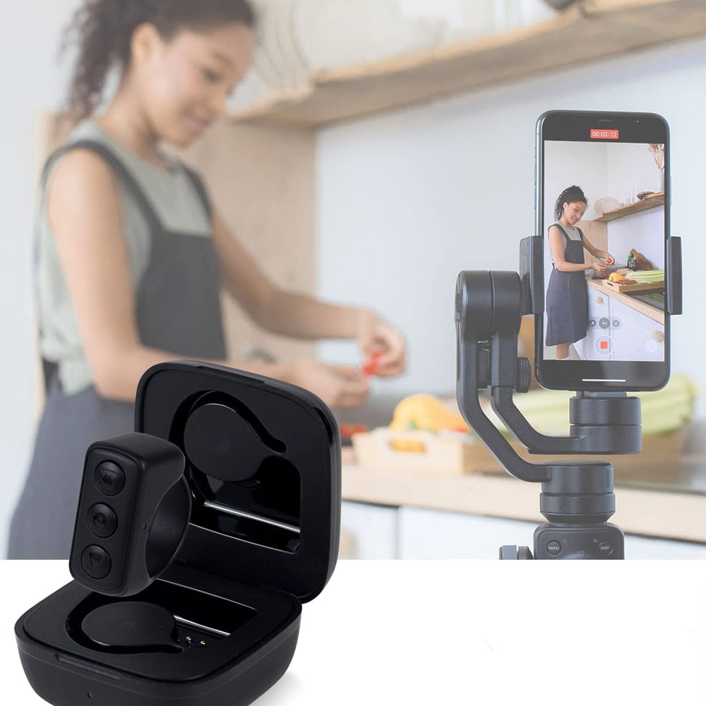 TikTok / Smartphone Fernbedienung Bluetooth Air Mouse Fernauslöser   Ladecase (iOS / Android) - Schwarz