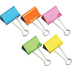 Pinces double clip 32 mm couleurs assorties - Boite de 10