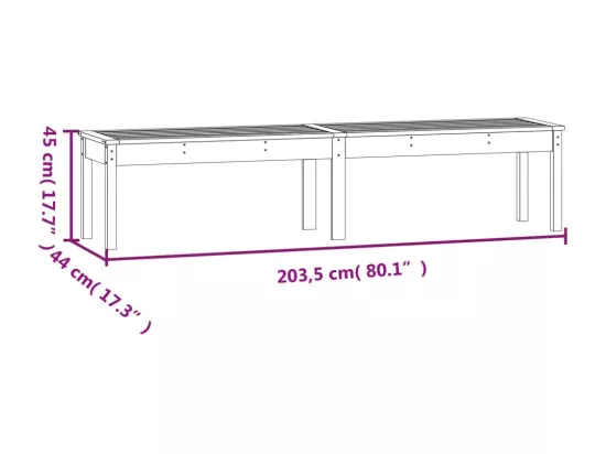 Banc de jardin à 2 places blanc 203,5x44x45 cm bois massif pin
