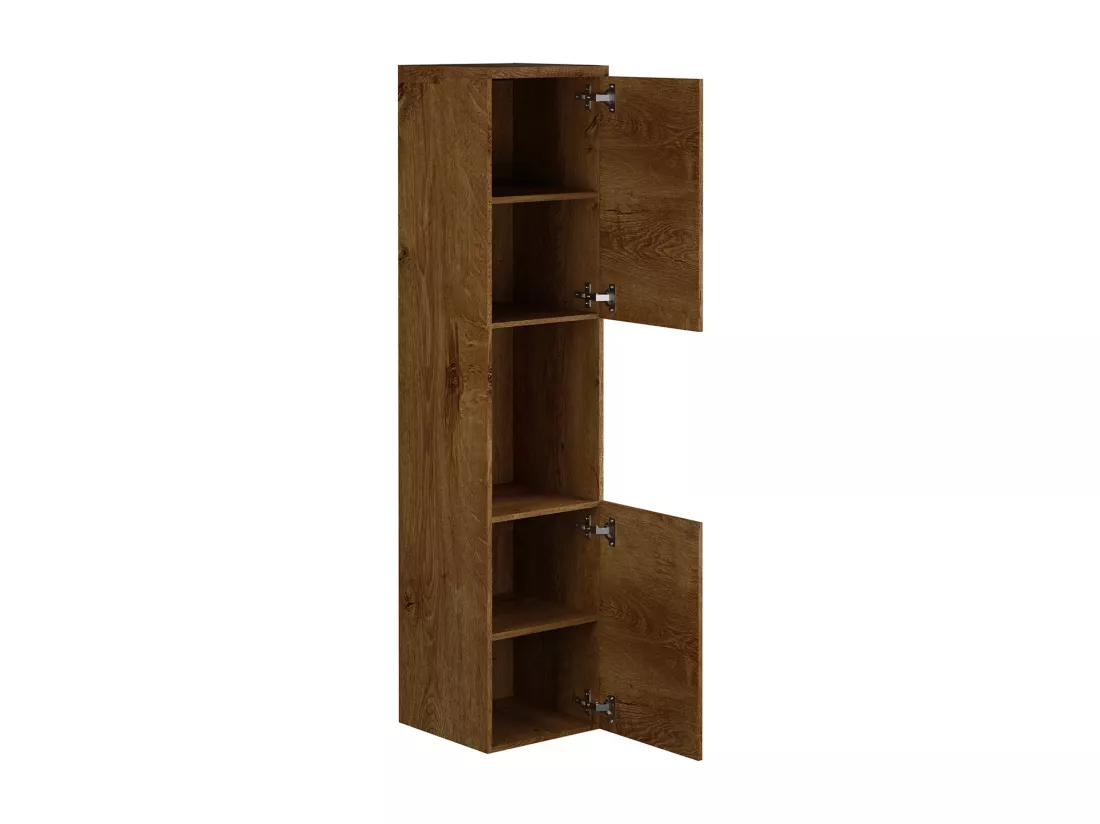 Colonne de salle de bain suspendue effet bois avec niche de rangement - L30 x P30 x H133 cm - MIELA II