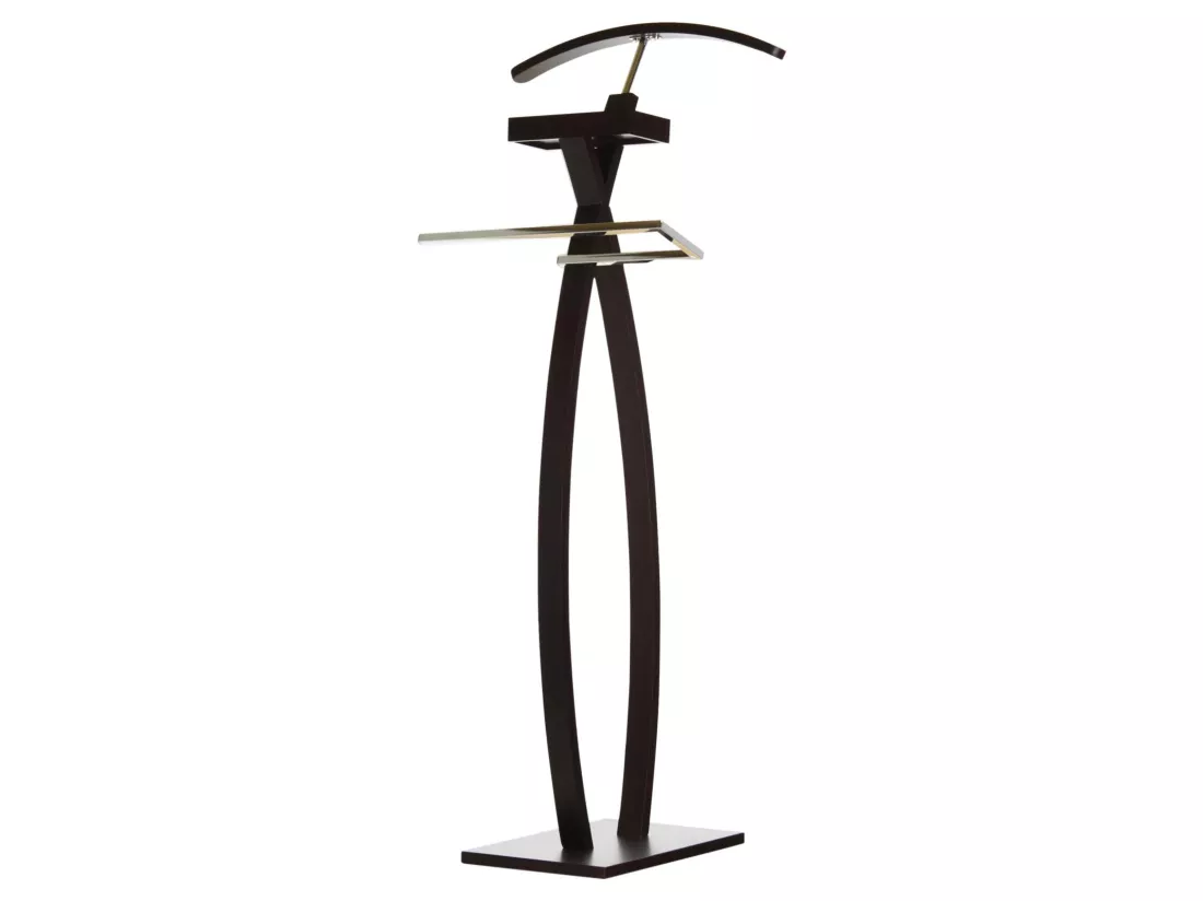 Valet de chambre ROBIN valet de nuit porte vêtements, structure en bois lasuré brun foncé