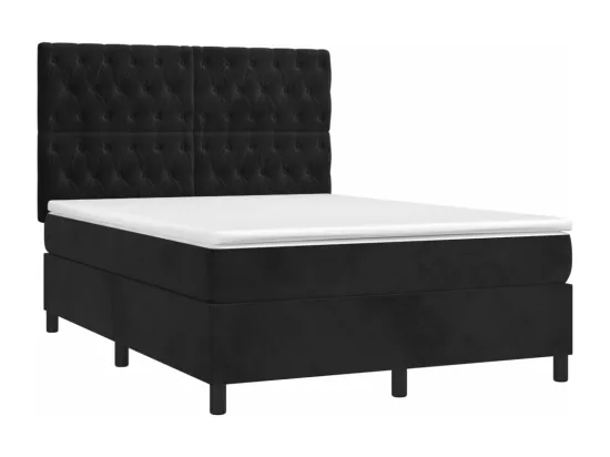 Sommier tapissier avec matelas et LED Noir 140x190 cm Velours