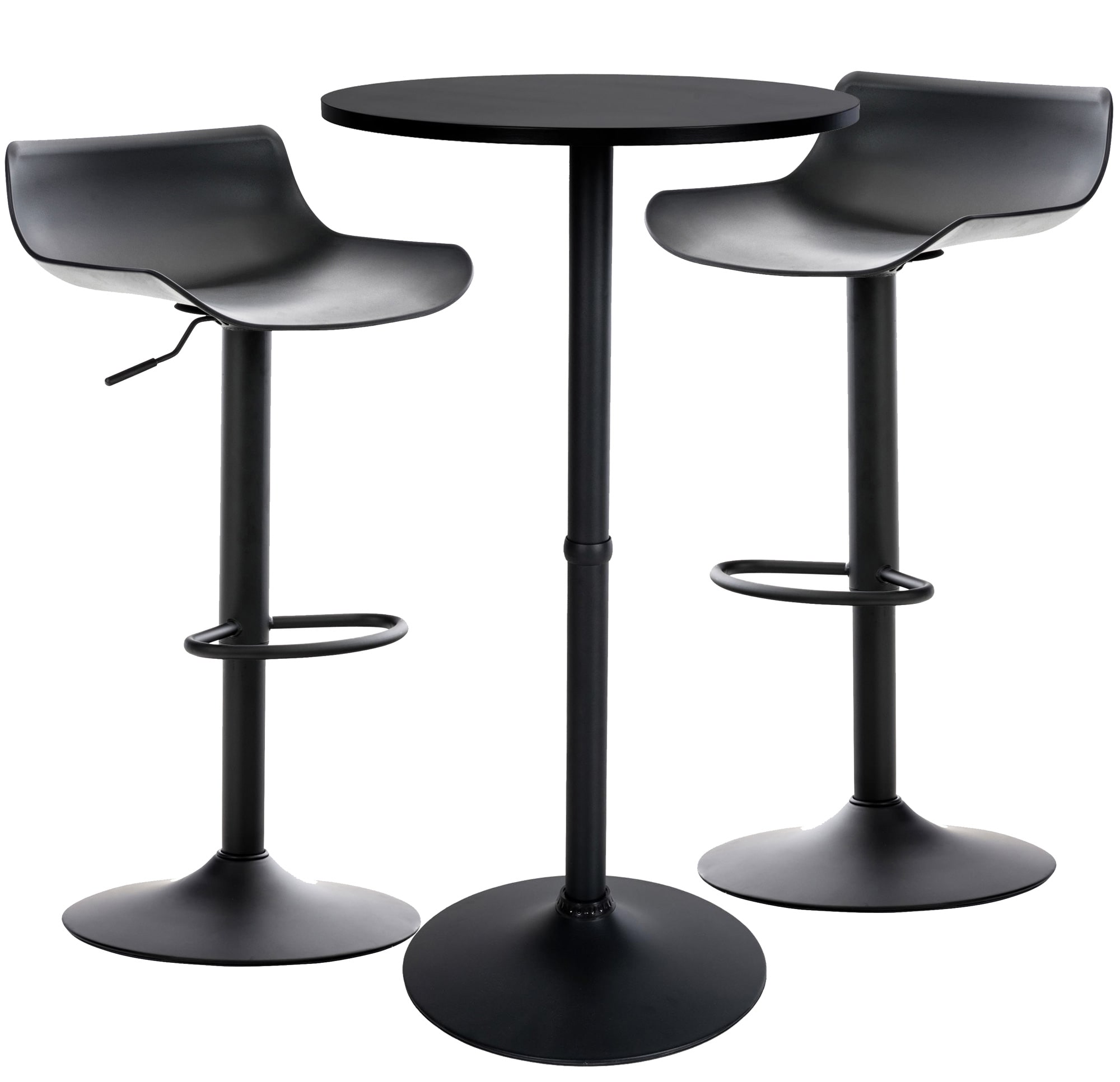 CLP Bartisch-Set Fernie I Runder Stehtisch Und 2x Barhocker Mit Kunststoff-Sitz