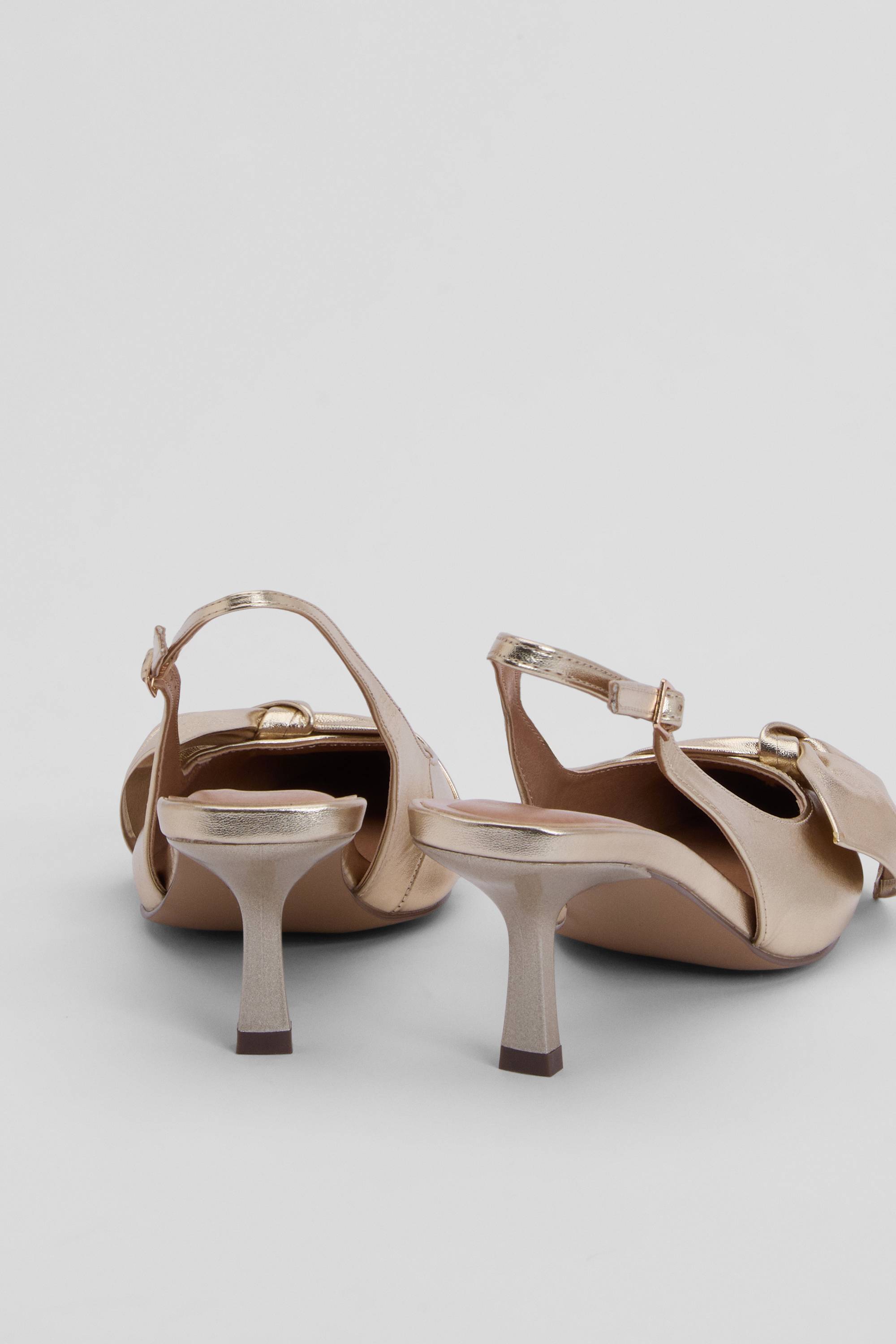 Wallis Maggie Chaussures Escarpins À Bride Arrière En Synthétiquecuir Métallisé Avec Nœud Décoratif Bout Pointu Et Petit Talon Confort