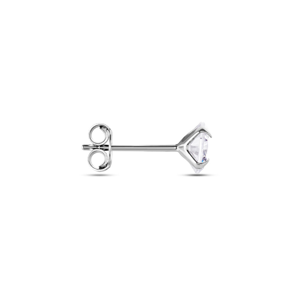Boucle D'oreille Puce Unitaire Niels Argent Blanc Oxyde De Zirconium