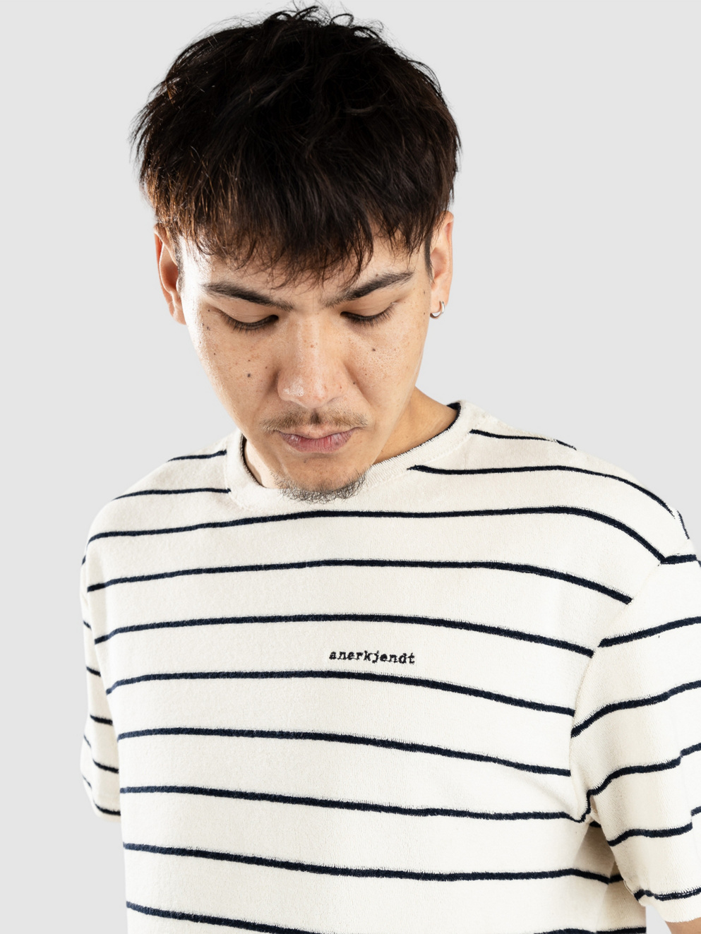 Anerkjendt Akkiikki S-S Frotte Stripe T-Shirt sky captain