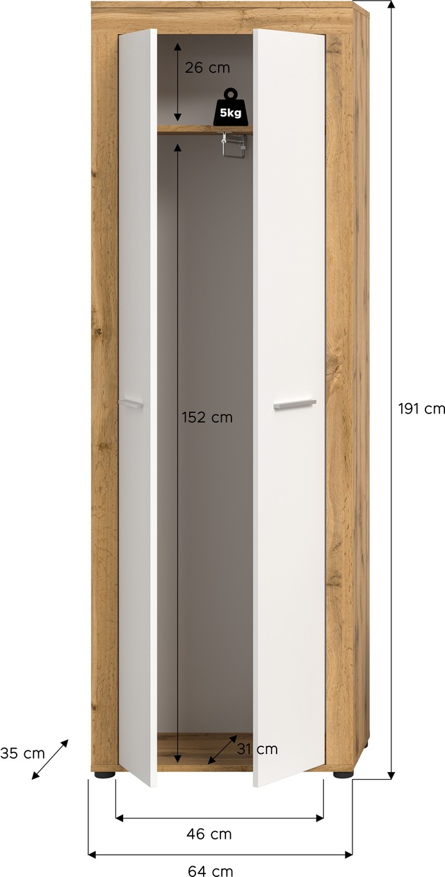 INOSIGN Garderobenschrank »Aosta« 1 Stk. tlg. Garderobenschrank, Höhe 191 cm, Garderobe, Flur, Schrank