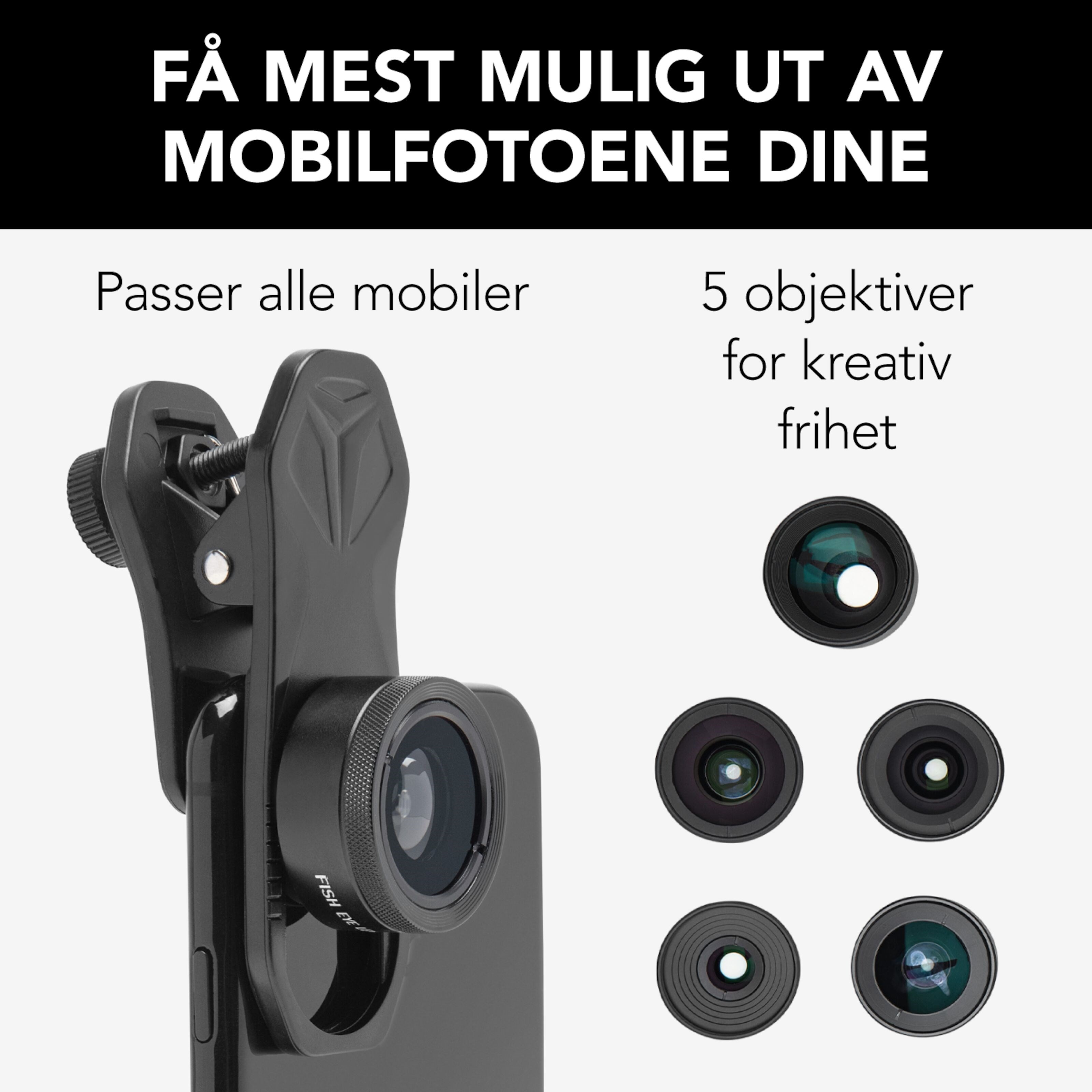 Linocell 5-i-1 Objektiv-kit for mobilkamera