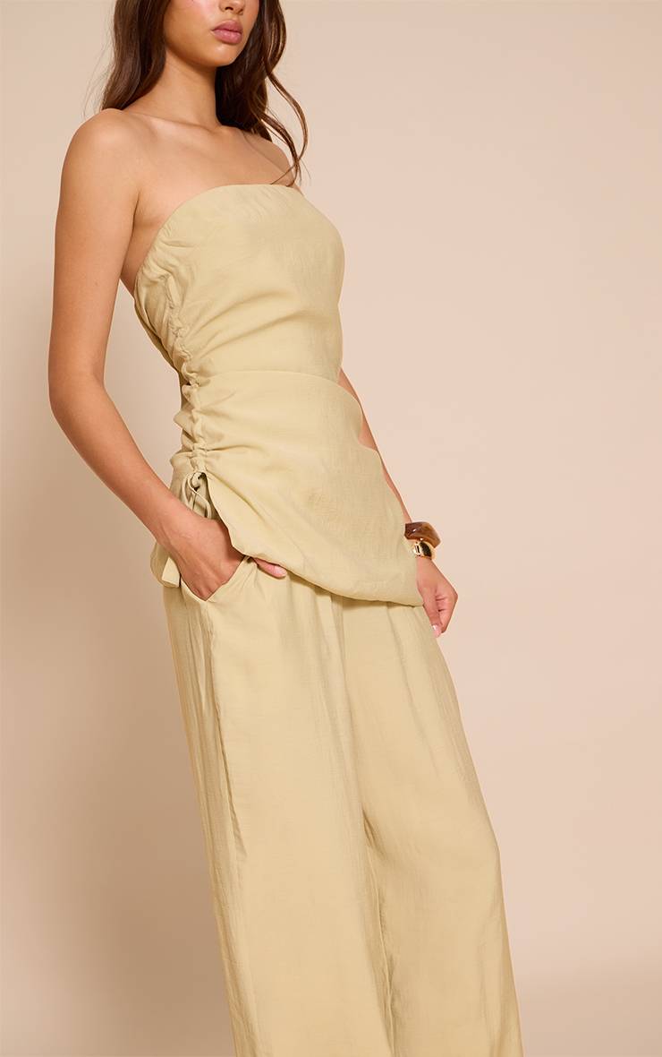 Sage Khaki Pantalon Droit Tissé