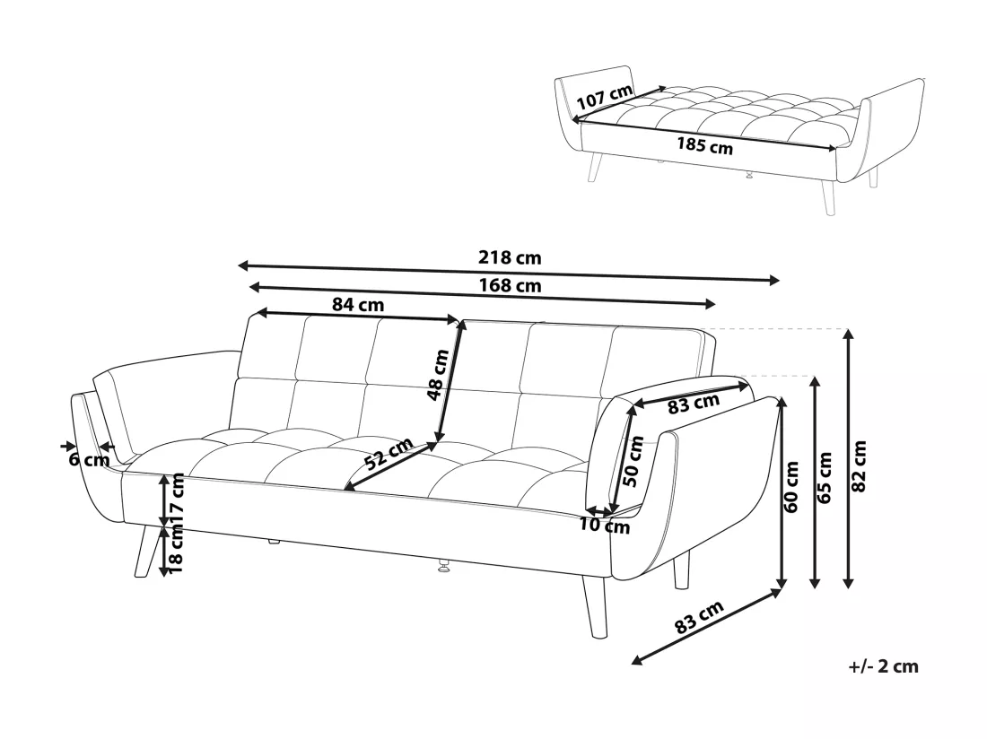 Canapé 3 places convertible en velours vert ASBY