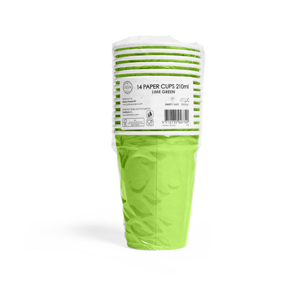 Lime Groene Bekers Papier 210ml 14st