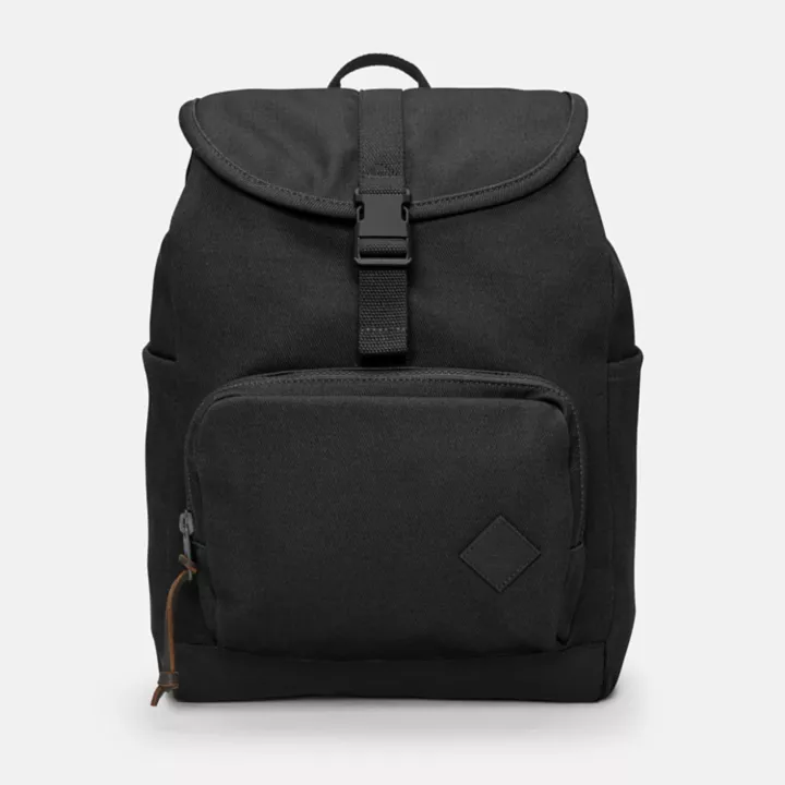 Sac à dos en toile et cuir pour femme en noir