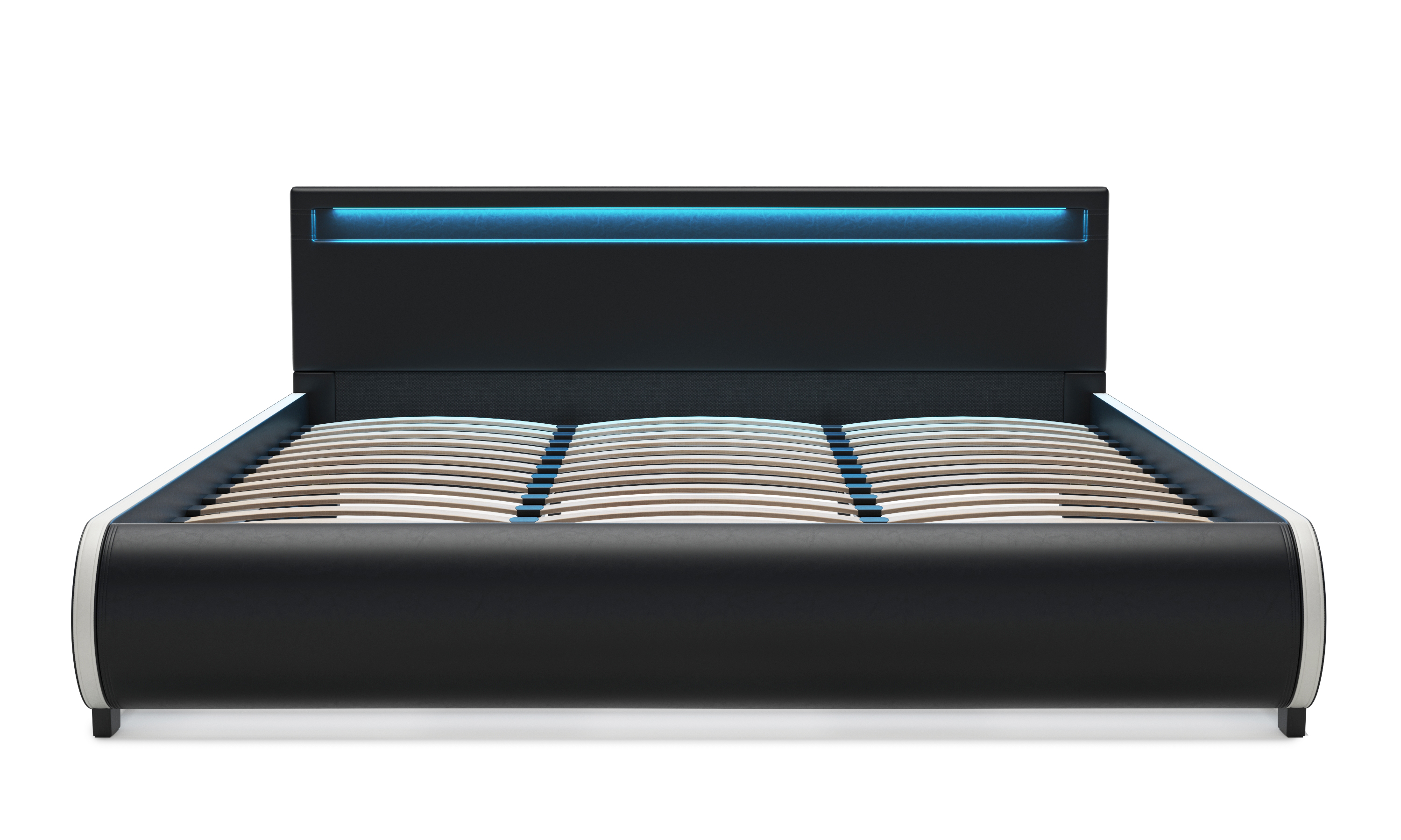 Lederbett LED SIESTA 180 x 200 cm schwarz