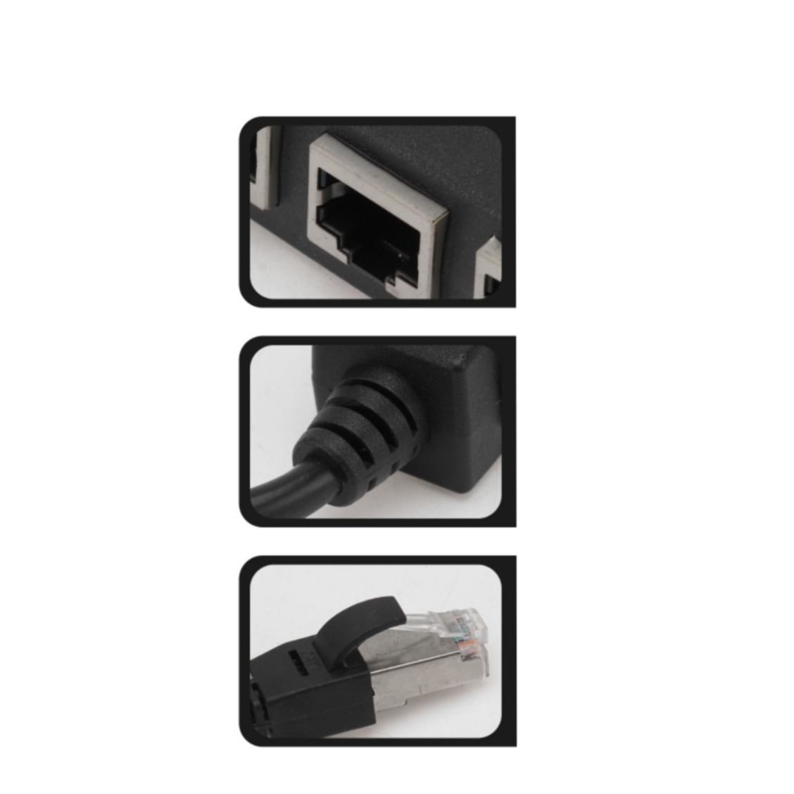 4-fach Ethernet LAN RJ45 Netzwerk Adapter Splitter Cat7 / Cat6 / Cat5 - Schwarz