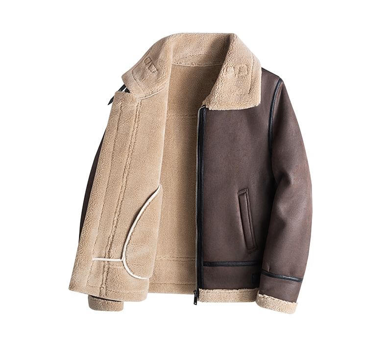 Dandyluxe - Kraaggevoerde, met fleece gevoerde, ritssluiting van imitatieleer