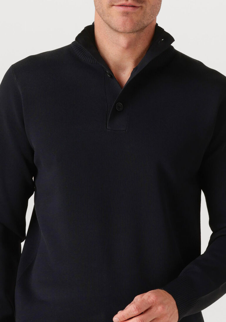 donkerblauwe genti trui turtle 3 button ls