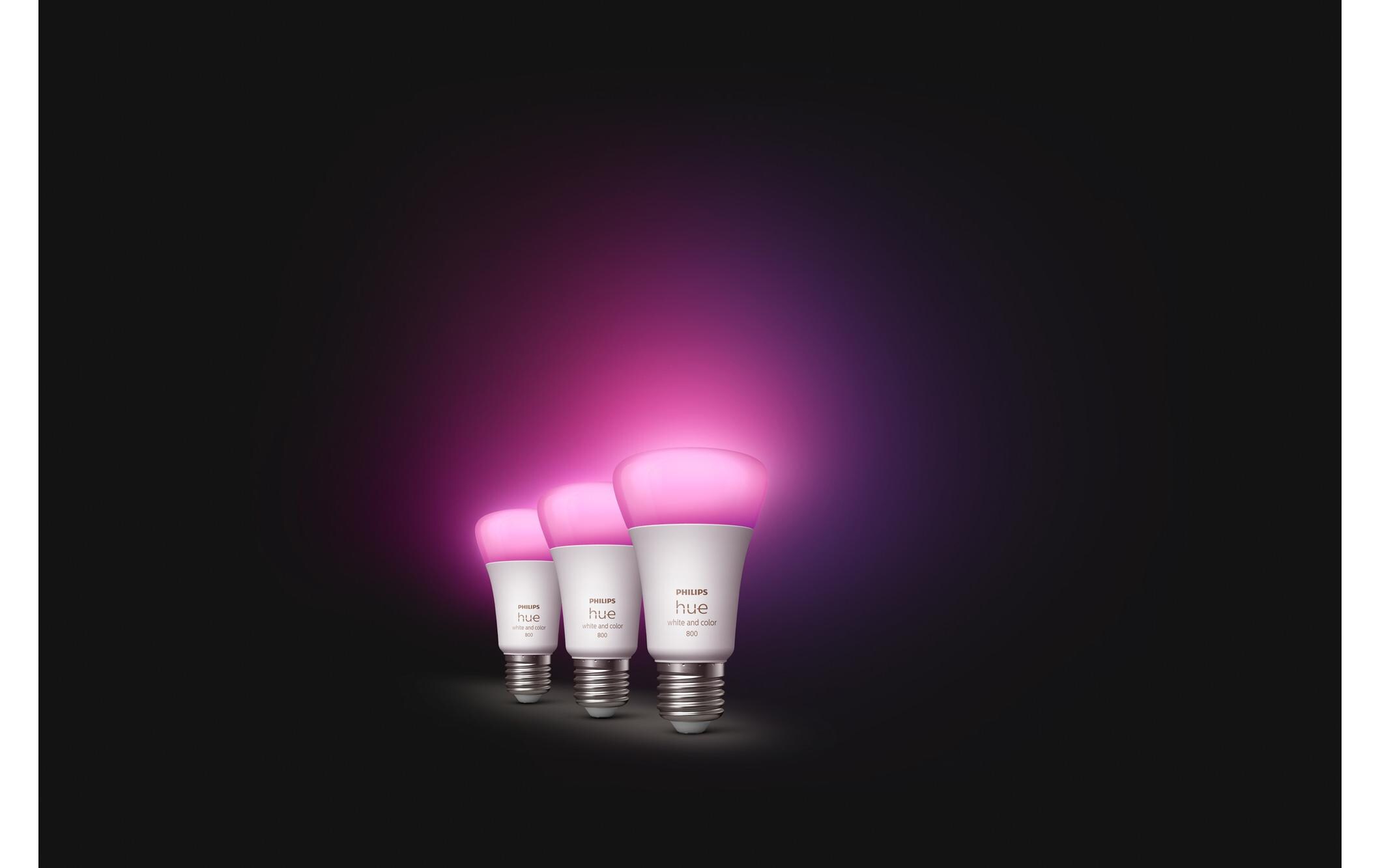 Leuchtmittel White & Color Ambiance, E27, 3 Stück, BT<br>Per Bluetooth steuerbares Hue E27-Leuchtmittel