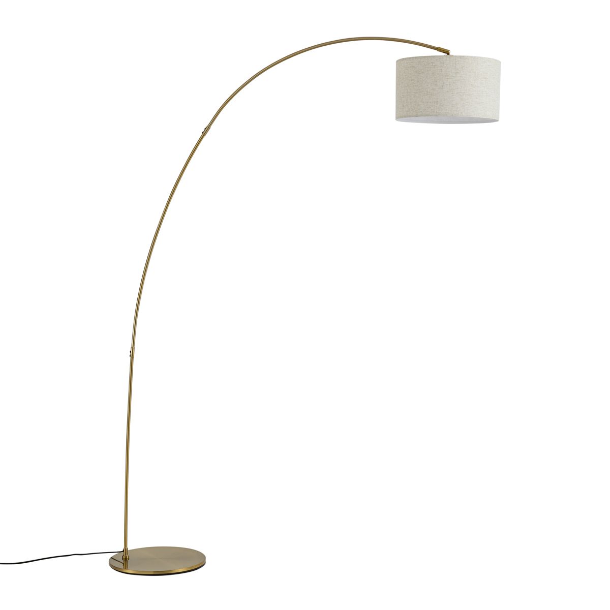 Moderne booglamp messing met beige kap - Vinossa