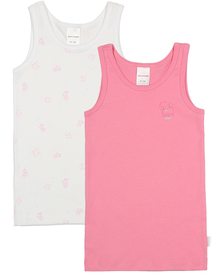Unterhemd CLASSICS – HUND 2er Pack in pink/weiß