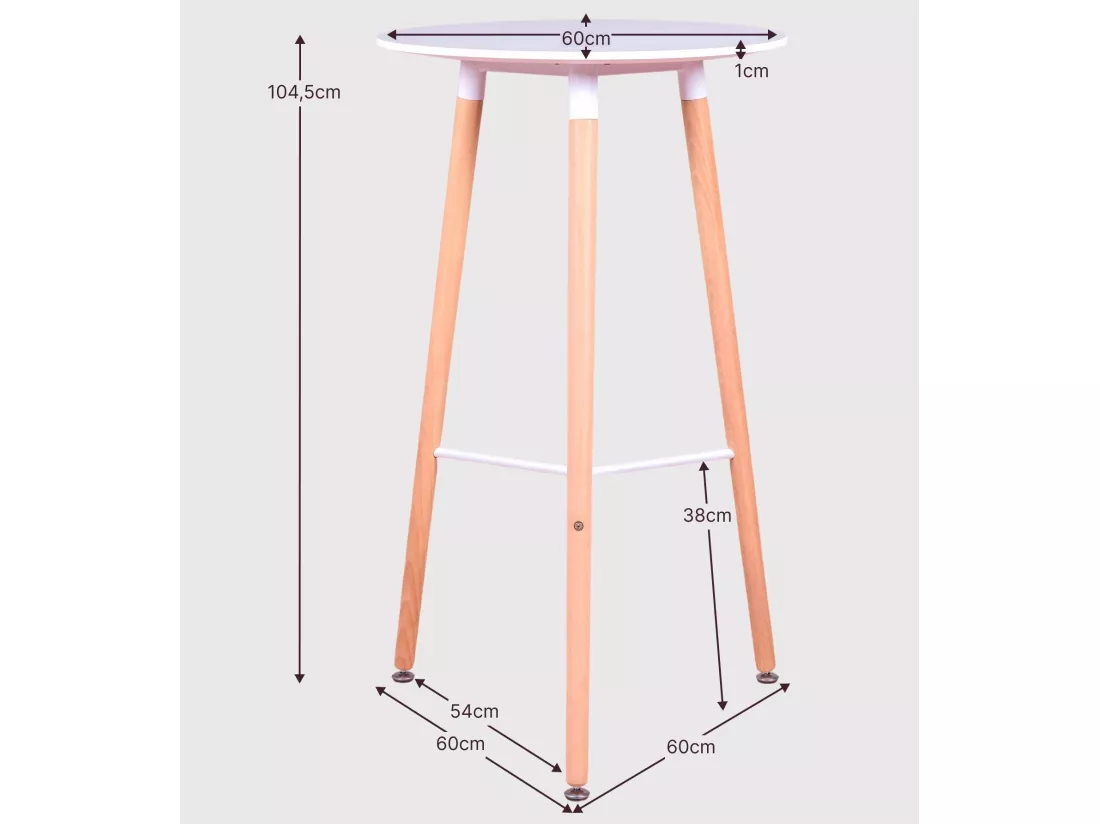 Table haute de style Nordic (102cm) - Palermo - Blanc