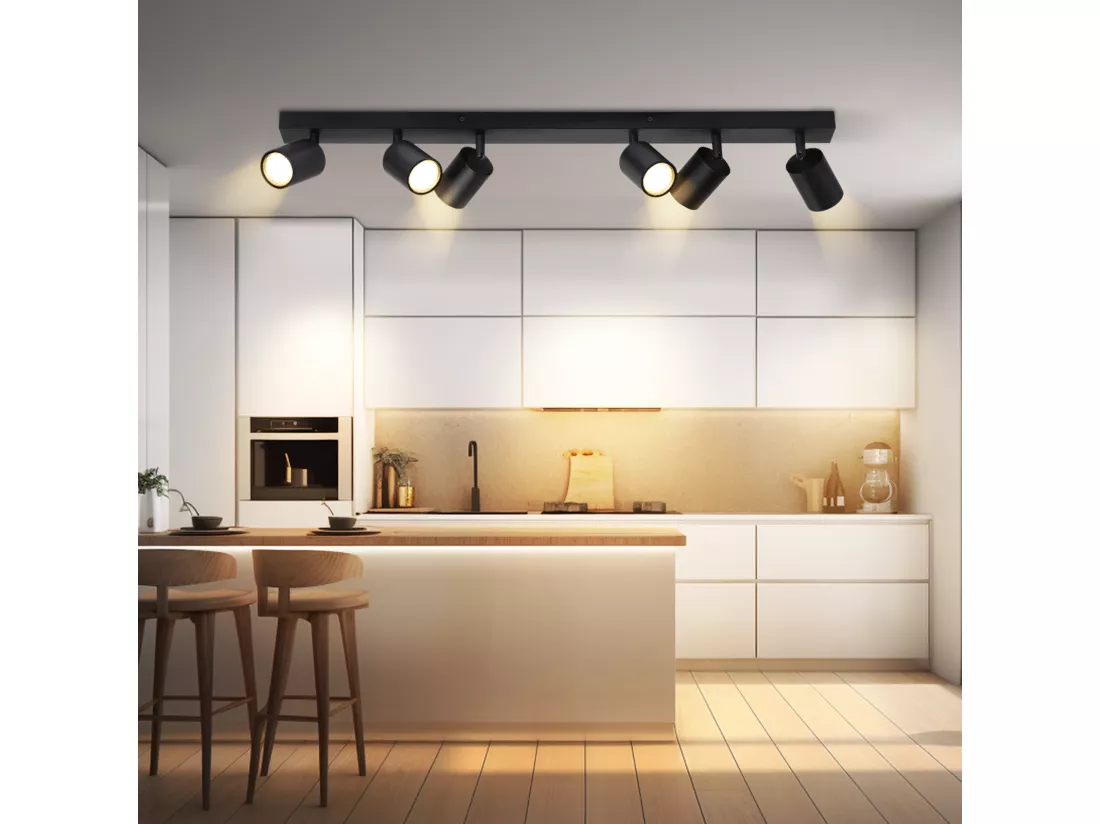 NETTLIFE 6 spots de Plafond Noir LED orientable à 330° GU10 pour Salon Chambre Cuisine, sans Ampoule