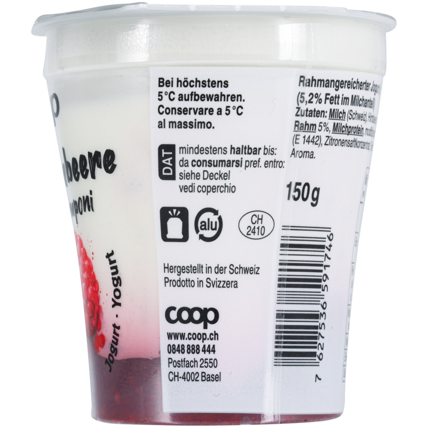 Joghurt unterlegt Himbeere 2x150g